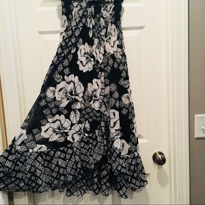WHBM Strapless Asymmetrical Floral Dress